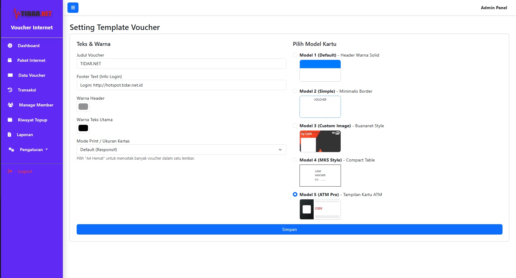 OTOMATIS BILLING HOTSPOT VOUCHER