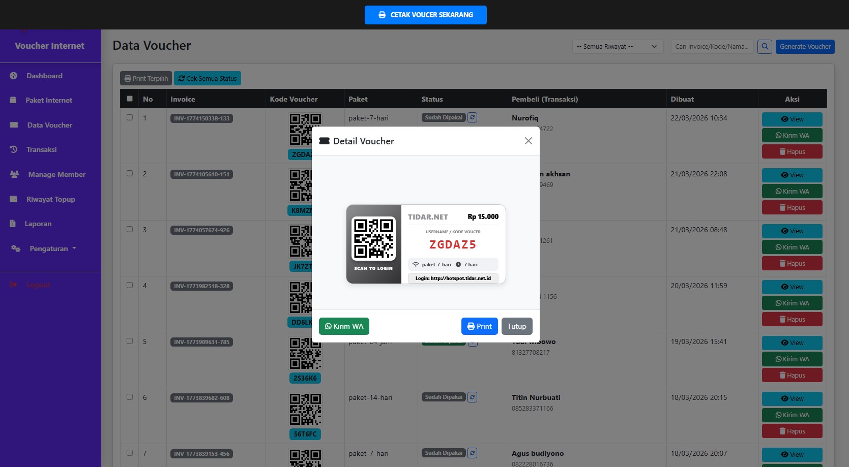 OTOMATIS BILLING HOTSPOT VOUCHER